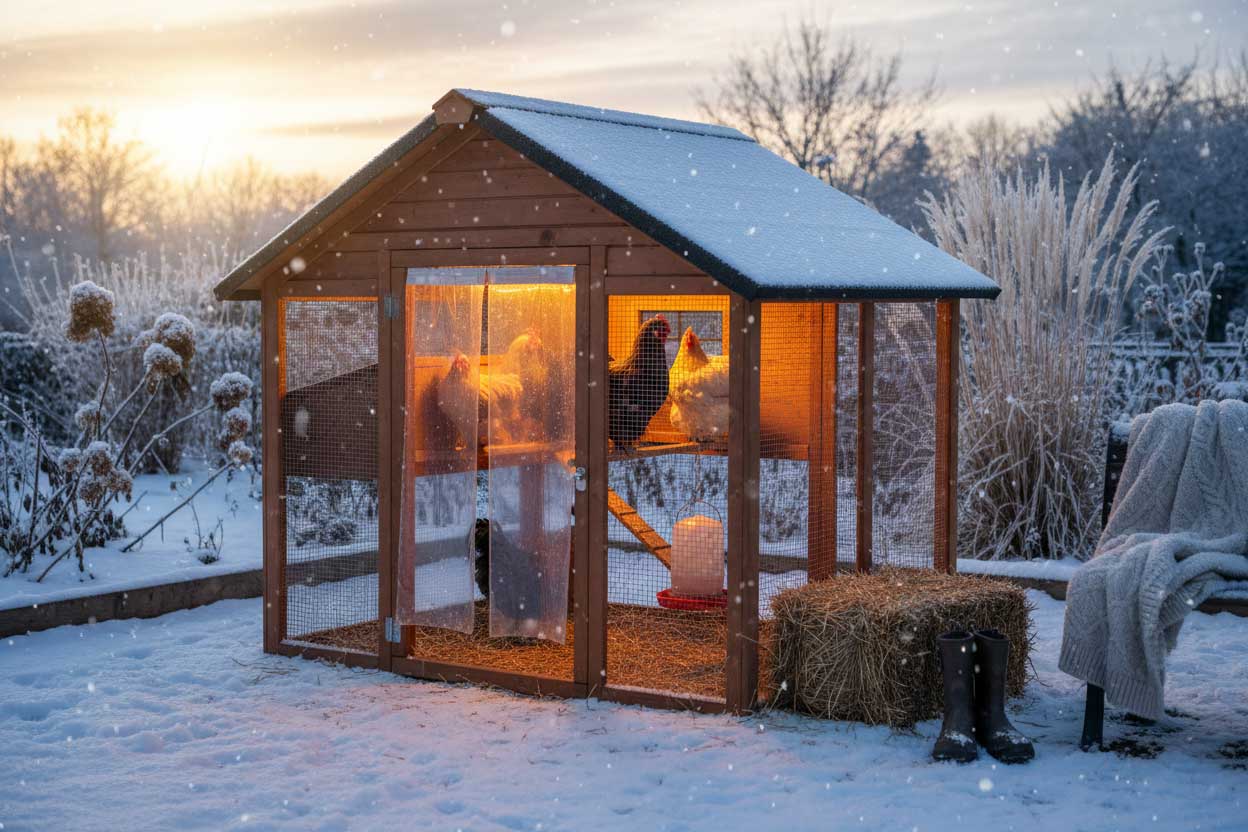 Safe radiant heater inside a chicken coop